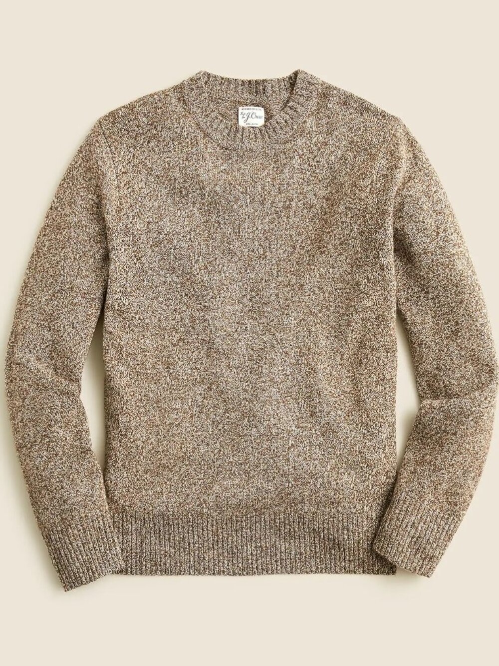 J.Crew Marled Rugged Merino Wool-Blend Sweater in Marled Hazelnut